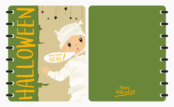 万圣节笔记本封面设计矢量图片下载