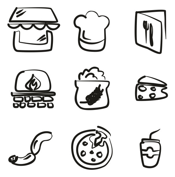 披萨店图标徒手画的图片下载