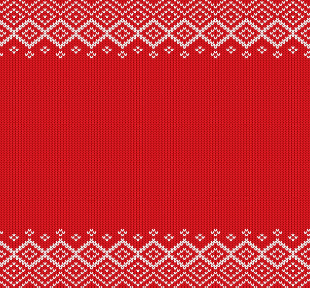 节日针织几何装饰与空白文字。编织圣诞冬季毛衣设计。图片下载
