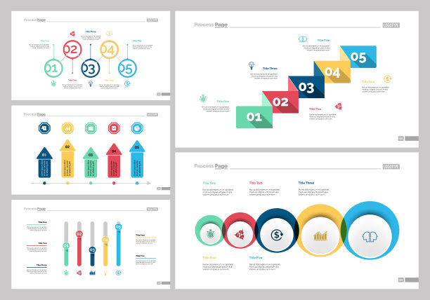 五个业务幻灯片模板集图片下载