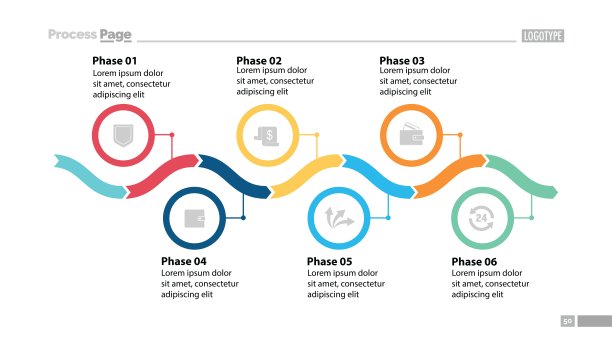 六阶段流程图幻灯片模板图片下载