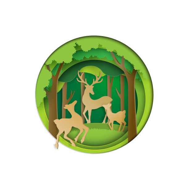 鹿的家庭和自然概念图片下载