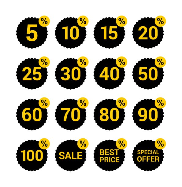 特别黑色和黄色提供黑色星期五销售标签折扣符号零售标签标志价格设置图片下载