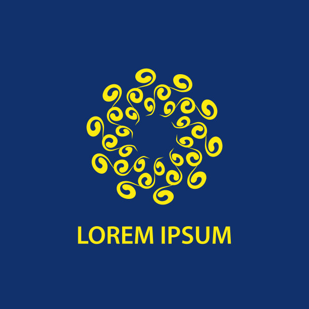 抽象的黄色花卉图标。标志用于企业形象和品牌的设计。图片下载