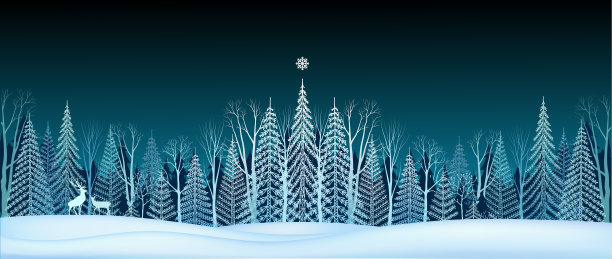 圣诞和新年背景与冬季景观。圣诞快乐卡。素材图片