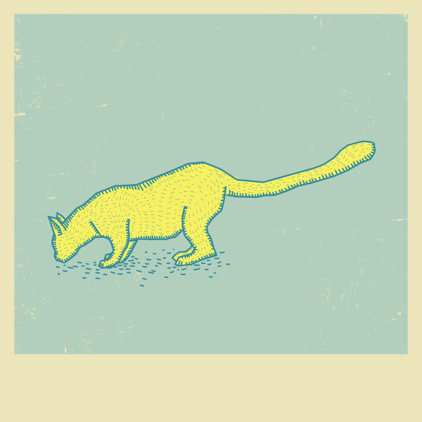 矢量素描画猫坐在相框上图片下载