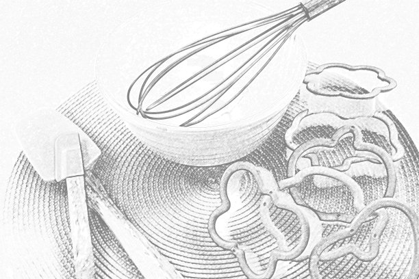 厨房烘焙用具抹刀黑白素描图片下载
