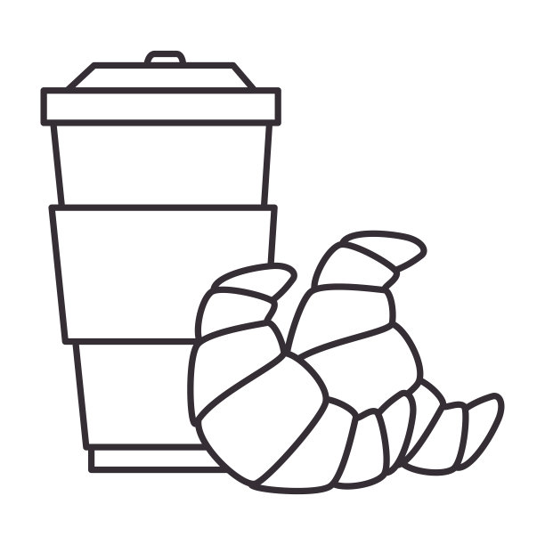 美味的牛角面包配咖啡图片下载