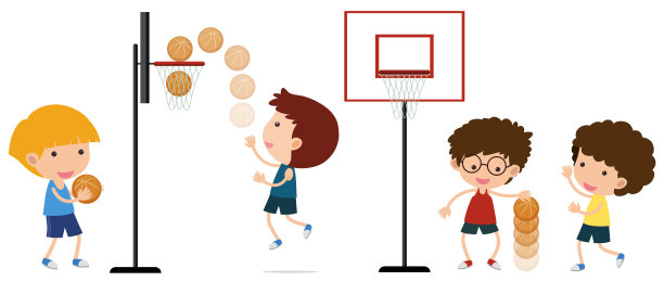 男孩们在白色背景下打篮球图片下载