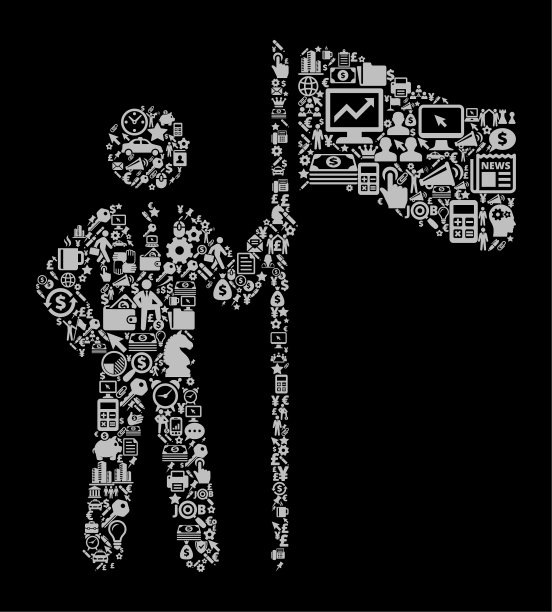 商人和旗帜图标商业和金融矢量图标模式图片下载