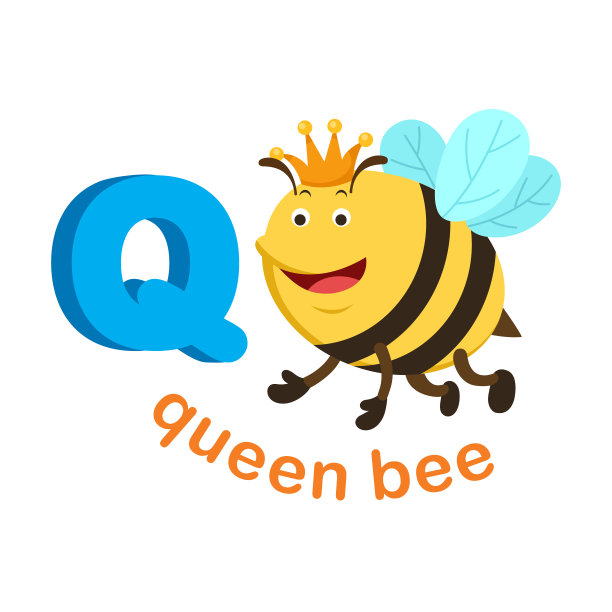 插图孤立字母表字母Q皇后蜜蜂图片下载