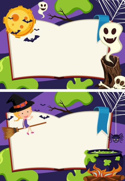 两个边界模板与万圣节之夜图片下载
