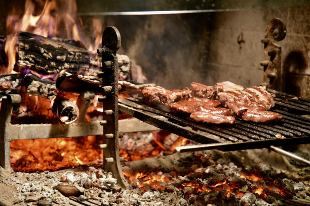 烧烤架上的肉特写镜头图片下载
