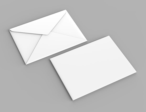 空白白色现实男爵信封模拟。3 d渲染插图。图片下载