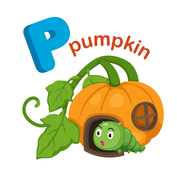 插图孤立字母字母P南瓜图片下载
