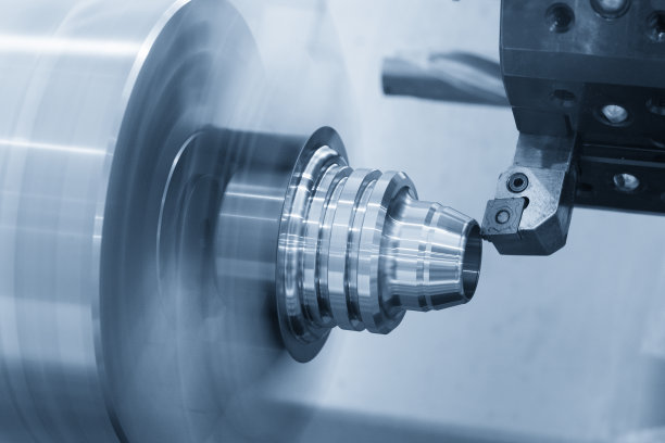 数控车床(车削机)切割金属锥体形状图片下载