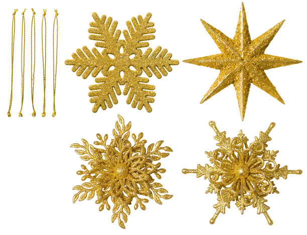圣诞雪花装饰，悬挂雪花装饰，新年玩具白色孤立图片下载