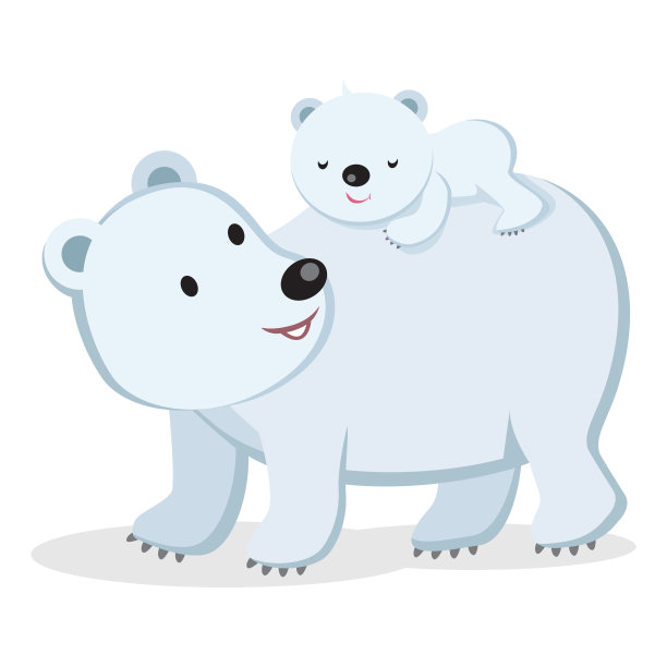 北极熊母熊和幼崽素材图片