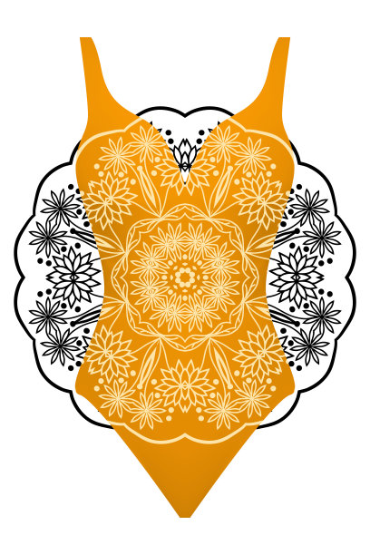 设计带有曼荼罗装饰的泳衣。时尚矢量插图。图片下载