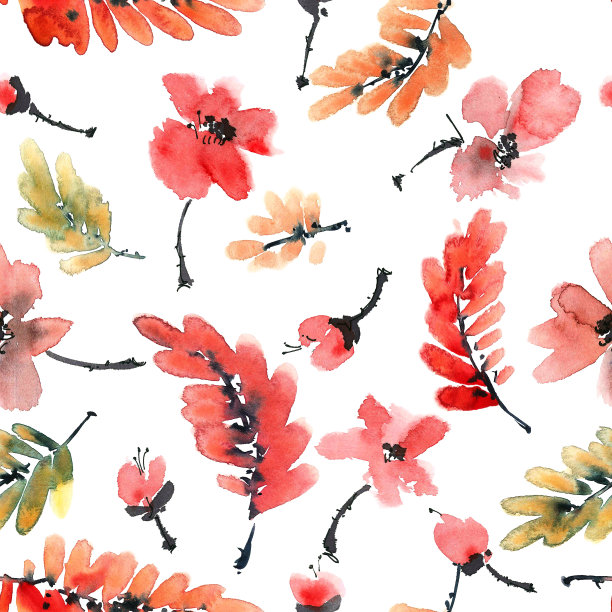 红色的花和叶图片下载