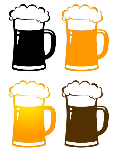 一套彩色泡沫啤酒杯素材图片