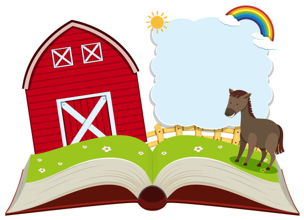 边界模板与驴在农场图片下载