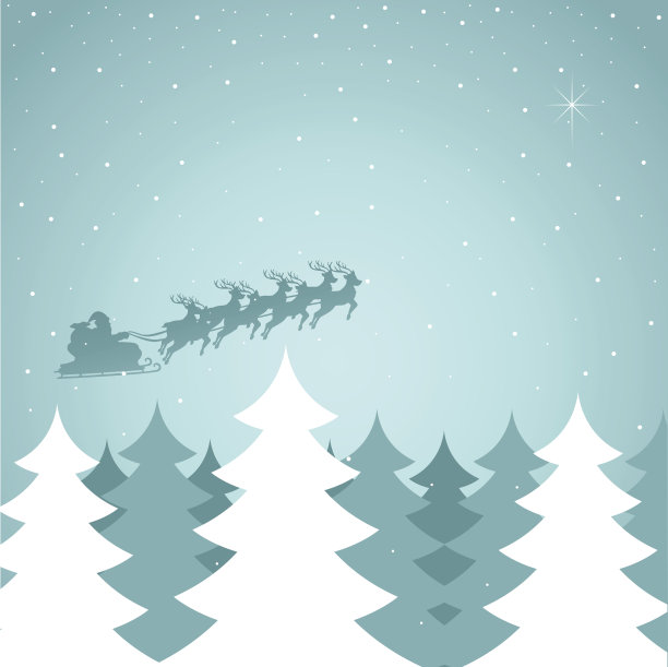 圣诞老人用他的雪橇飞行图片下载