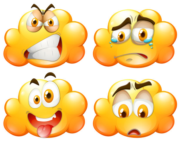黄色毛茸茸的云朵，脸上带着表情图片下载