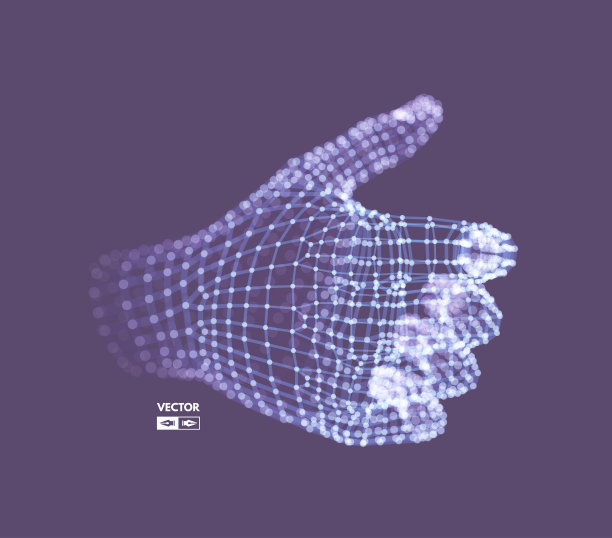 人类的手臂。手模型。连接结构。未来科技的概念。3 d矢量插图。图片下载