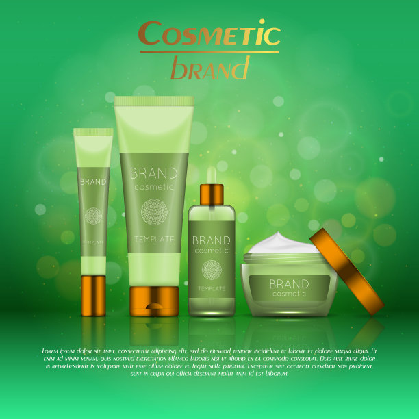 矢量3D化妆插图在一个柔和的光模糊背景与散焦。美丽逼真的化妆品产品设计模板。图片下载