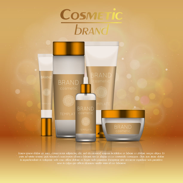 矢量3D化妆插图在一个柔和的光模糊背景与散焦。美丽逼真的化妆品产品设计模板。图片下载