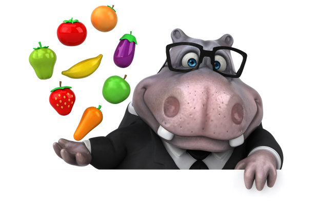 有趣的河马- 3D插图图片下载