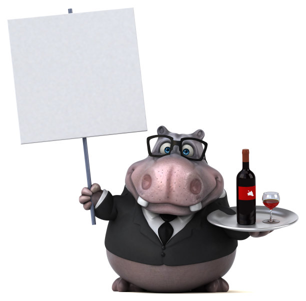 有趣的河马- 3D插图图片下载