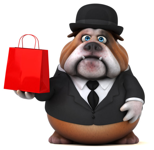 有趣的斗牛犬- 3D插图图片下载