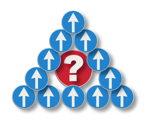 不确定性概念形象的箭头和问号的形状的道路标志图片下载