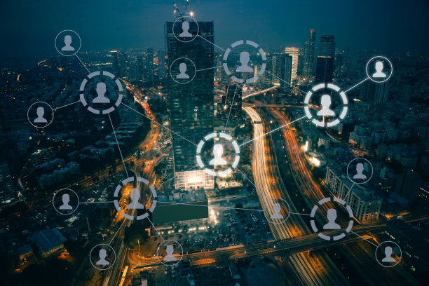 计算机社交网络连接现代城市技术图片下载
