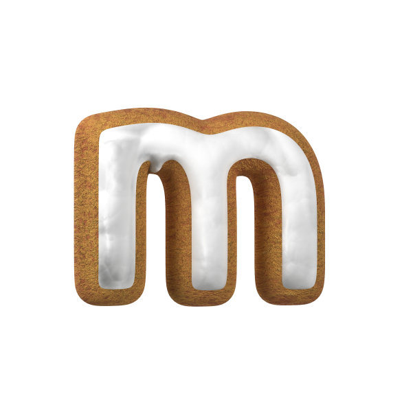 姜饼字体。圣诞饼干字母概念。小字母M图片下载