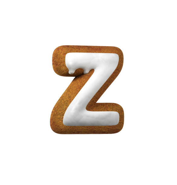 姜饼字体。圣诞饼干字母概念。小写字母Z图片下载