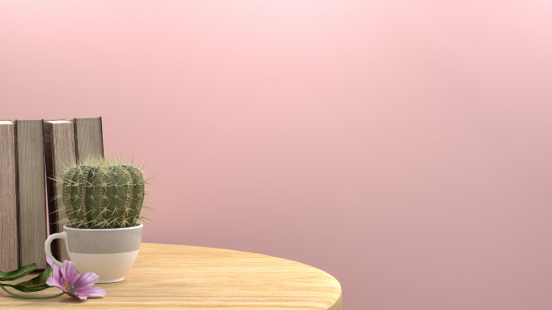在木桌上模拟文本盒、仙人掌和书，在粉红色的房间里摆上漂亮的图片，甜美的颜色，情人节的花朵，粉红色的蜡笔图片下载