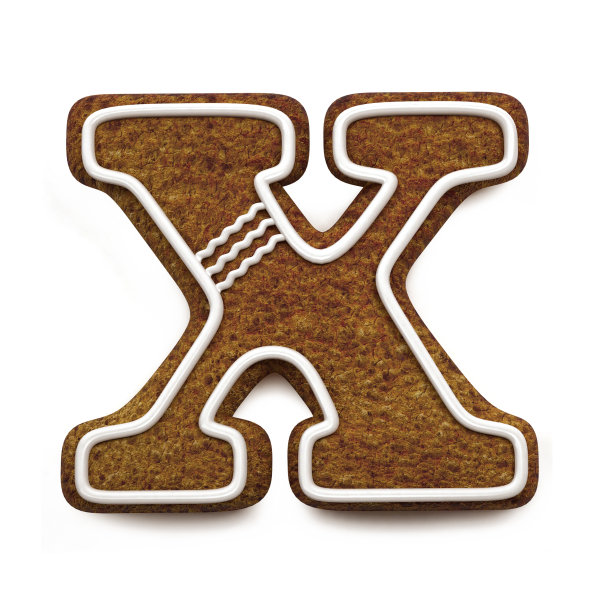 姜饼字体。圣诞饼干字母概念。大信X图片下载