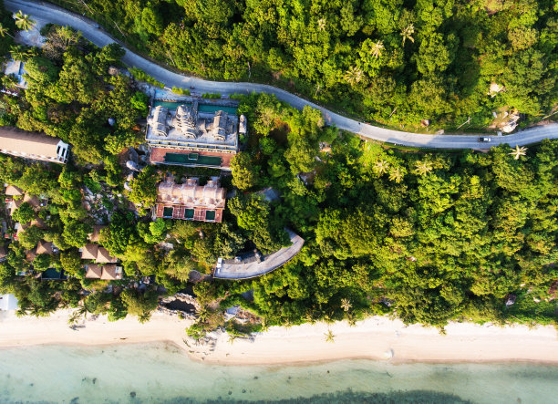 海滩地区鸟瞰图图片下载