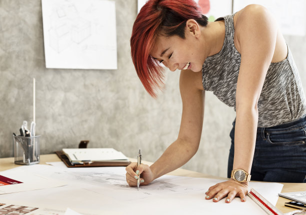 设计工作室建筑师创意职业蓝图概念图片下载