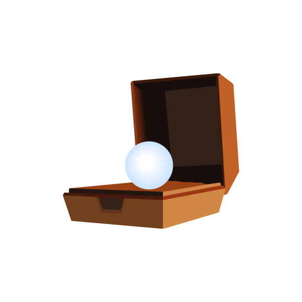 装有一颗大珍珠的棕色珠宝盒图片下载