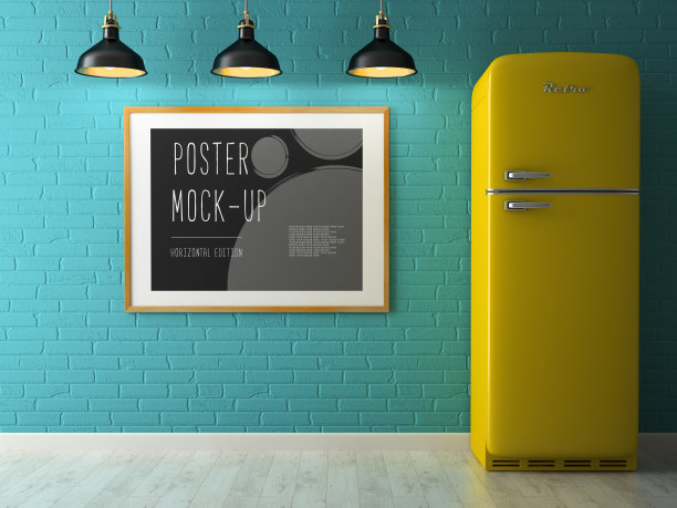 室内海报模拟3D渲染图片下载