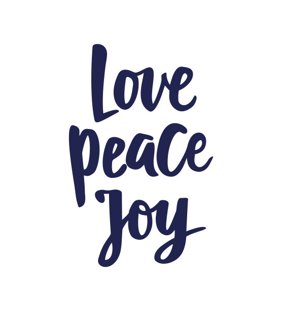 爱和平乐文字，手绘笔刷字。节日问候引孤上白。非常适合圣诞礼物的标签和标签素材图片