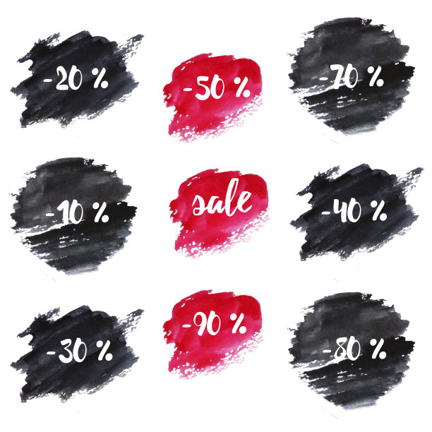 黑色星期五，贴纸，标签，贴纸，水彩画，手绘水彩插画图片下载