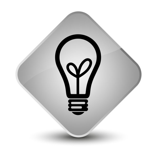 优雅的白色钻石灯泡图标按钮图片下载