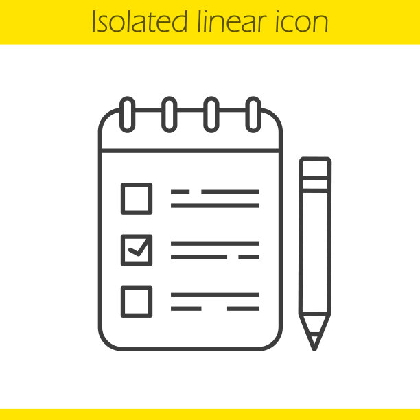 螺旋笔记本与标记和铅笔线性图标图片下载