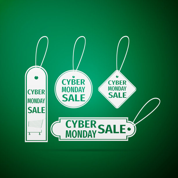 绿色背景上的网络星期一大促销标签扁平图标矢量素材图片下载