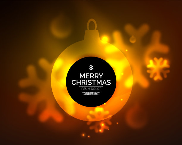 发光的圣诞球和雪花矢量模板图片下载